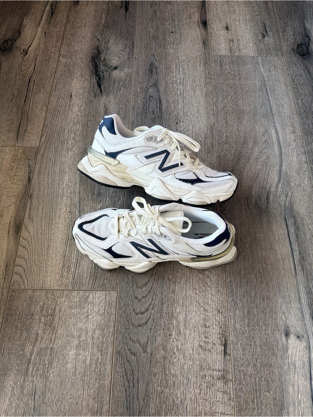 New Balance Cream and Navy Chunky Runner Sneakers